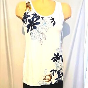 Chico's White Touch Of Cool Tropical Garden Tank Top Sz 00, NEW